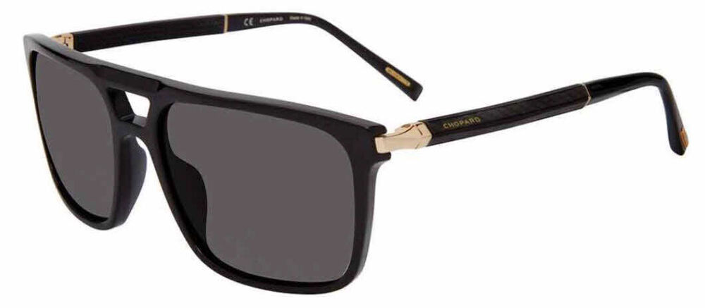 NWT Chopard SCH311-700P Black Rectangle 59mm Sunglasses